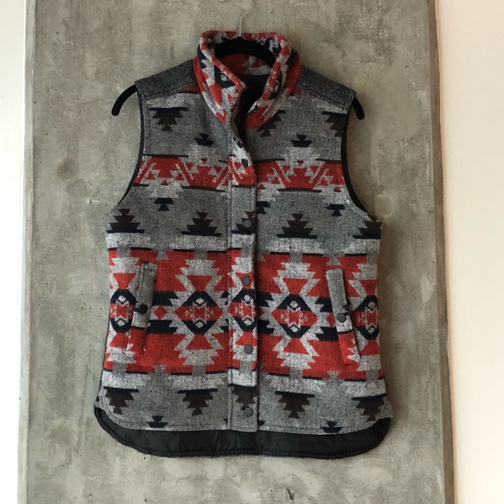 Be Cool Fall Tribal Grey Orange Vest